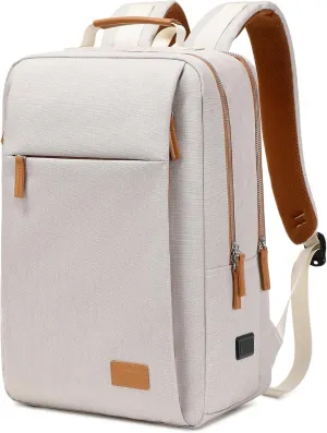 Travel Backpack for Women,15.6 Inch Laptop Backpack Purse with USB Port & Wet Pocket,Carry on Backpack Personal Item Backpacks Nurse Bag Anti Theft College Bookbag,Casual Daypack for Work (Beige-a)