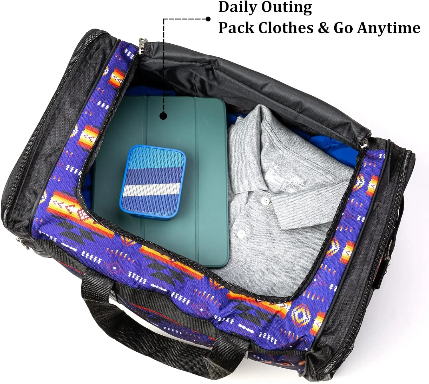 Travel Duffel Bag for Women Men, Lightweight Carry On Duffle Bag with Pocket and Adjustable Strap for Camping Travel Gear Gym