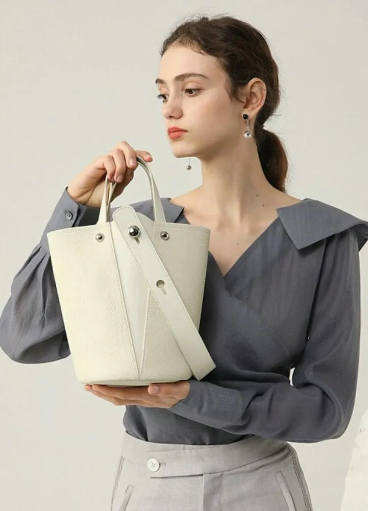 Trendy Bucket Handbag for Women Small Vegan Leather Shoulder Crossbody Purse Casual Working Tote Handbag Satchel