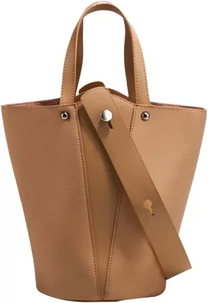 Trendy Bucket Handbag for Women Small Vegan Leather Shoulder Crossbody Purse Casual Working Tote Handbag Satchel