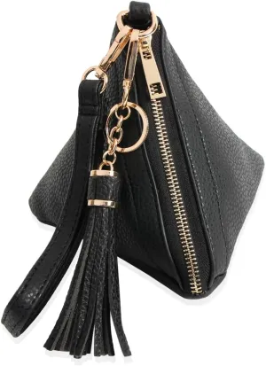 Triangle Bag Wristlet Clutch - Makeup Pouch Organizer Geometric Vegan Faux Leather Pyramid Purse Novelty Gift
