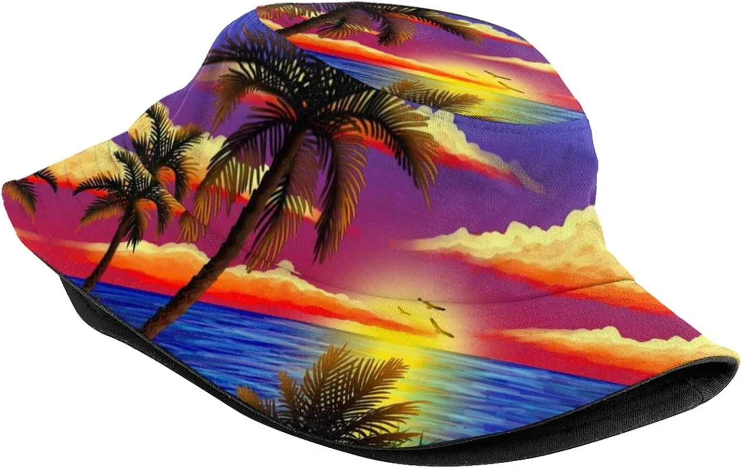 Tropical Summer Palm Tree Bucket Hat Summer Beach Sun Hat Packable Hawaii Fisherman Cap for Women Men Boys Girls