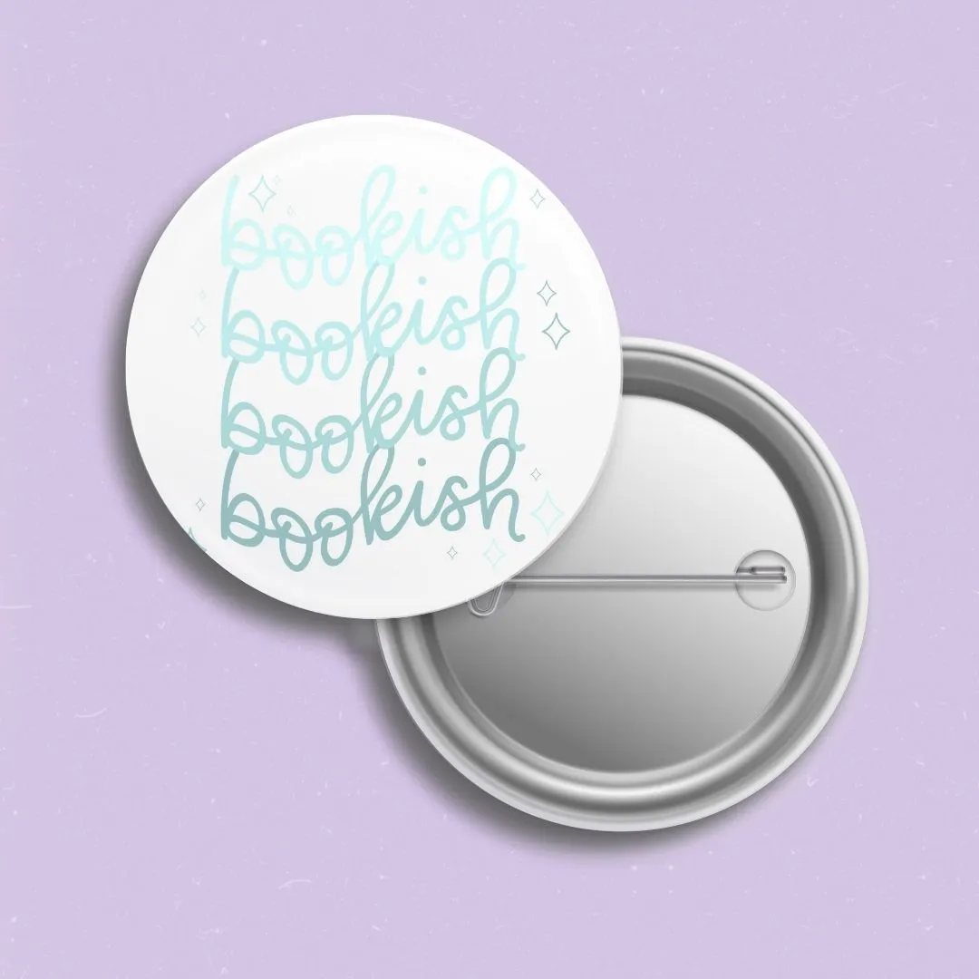 Turquoise Bookish Pinback Button