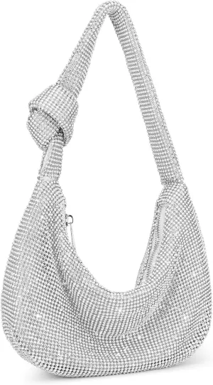 UBORSE Knotted Rhinestone Purse for Women Formal Evening Bag Wedding Clutch Purse Sparkly Prom Cocktail Party Handbag