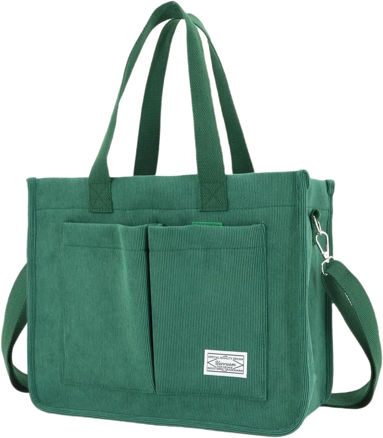UERRUAM Tote Bag for Women with Pockets,Large Corduroy Crossbody Purse for Laptop,Work,College,Everyday,Travel