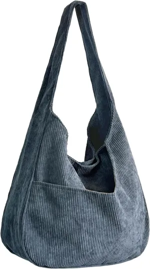 Ulisty Women Corduroy Hobo Bag Wide Strap Shoulder Bag Casual Tote Bag Shopper Purse Handbag