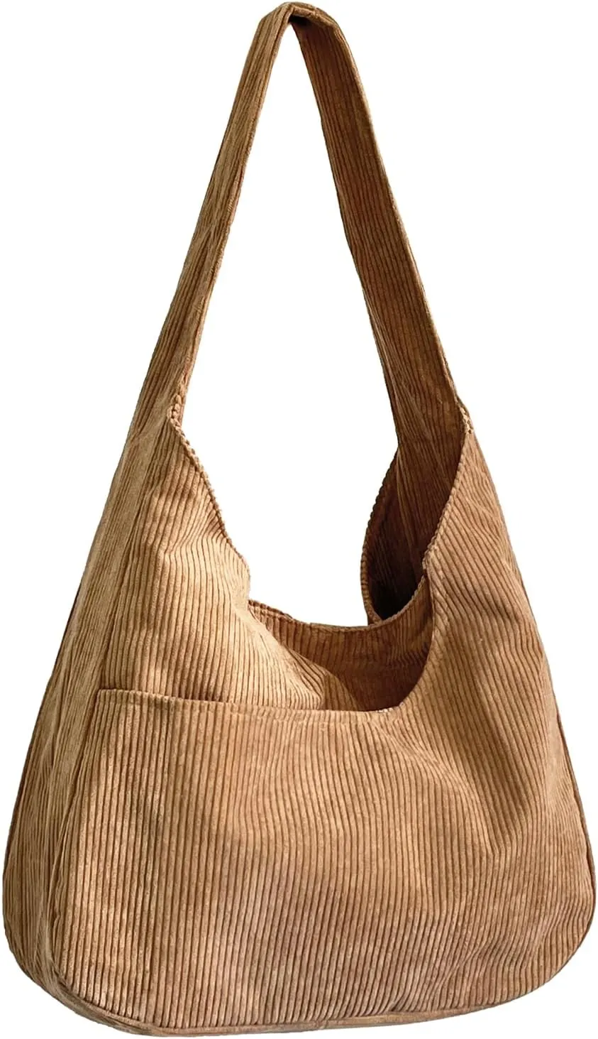 Ulisty Women Corduroy Wide Strap Hobo Bag Shoulder Bag Casual Underarm Bag Handbag