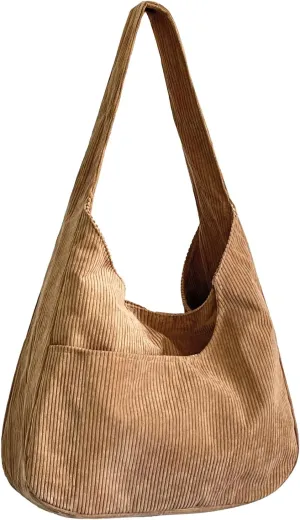 Ulisty Women Corduroy Wide Strap Hobo Bag Shoulder Bag Casual Underarm Bag Handbag