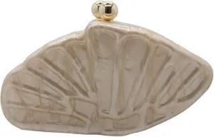 UMREN Lovely Acrylic Shell Shaped Clutch for Women Acrylic Evening Clutch Purse Marble Handbag for Wedding Cocktail Party