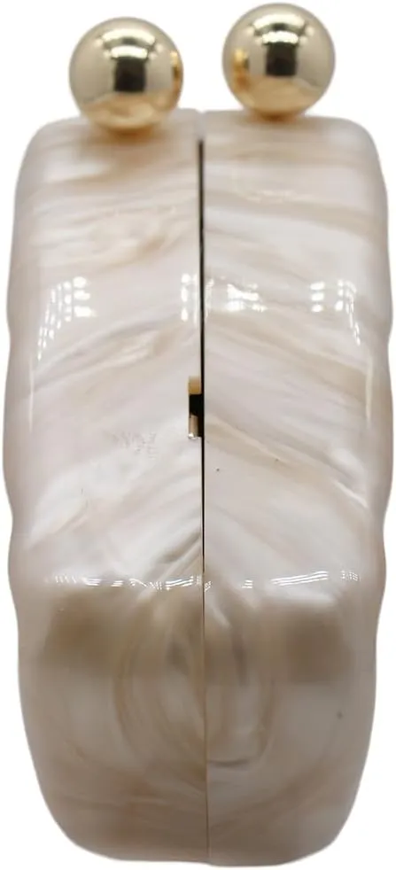 UMREN Lovely Acrylic Shell Shaped Clutch for Women Acrylic Evening Clutch Purse Marble Handbag for Wedding Cocktail Party
