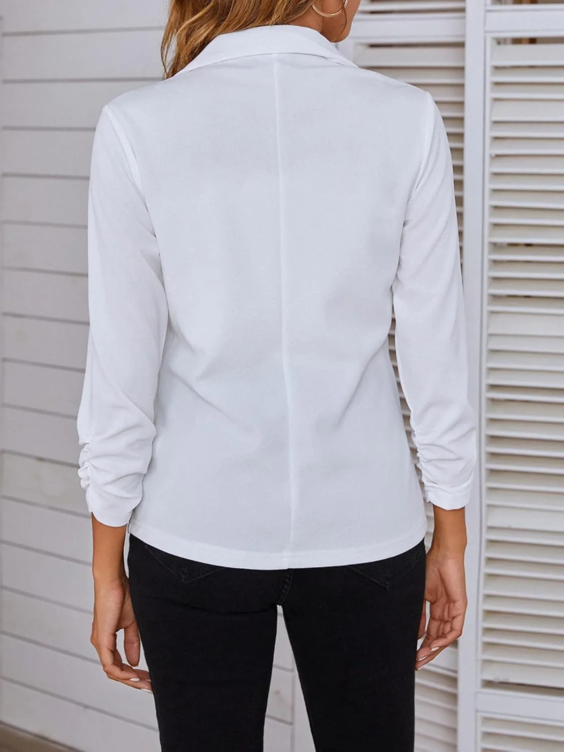 Unifizz Womens Casual Work Office Blazer Pockets Buttons Suit Jacket 3/4 Sleeve