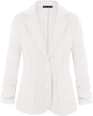 Unifizz Womens Casual Work Office Blazer Pockets Buttons Suit Jacket 3/4 Sleeve