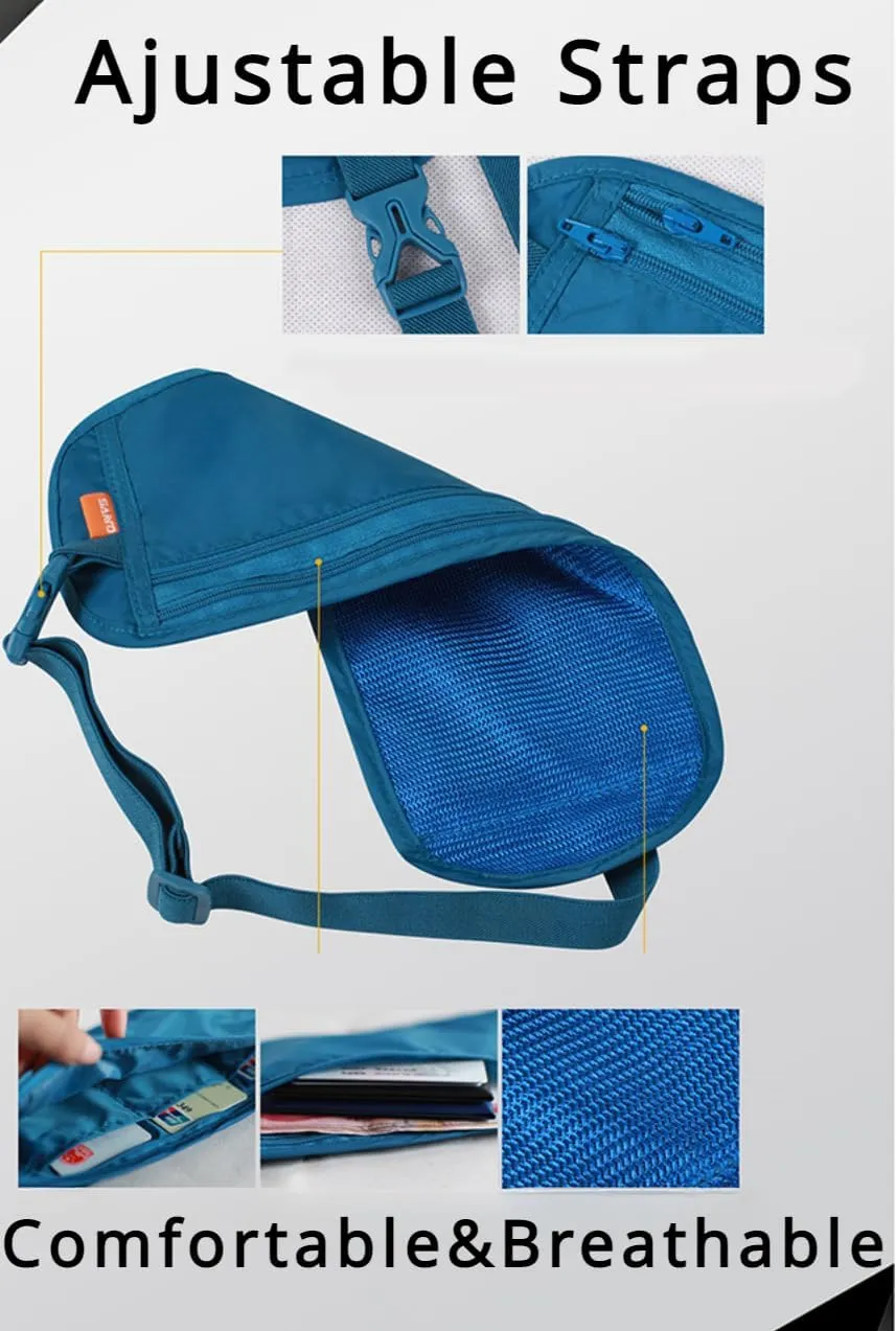 Unisex Belt Bag Waist Pouche Ajustable Belt for Walking Running Jogging Traveling Hiking Yoga Footing (Black)