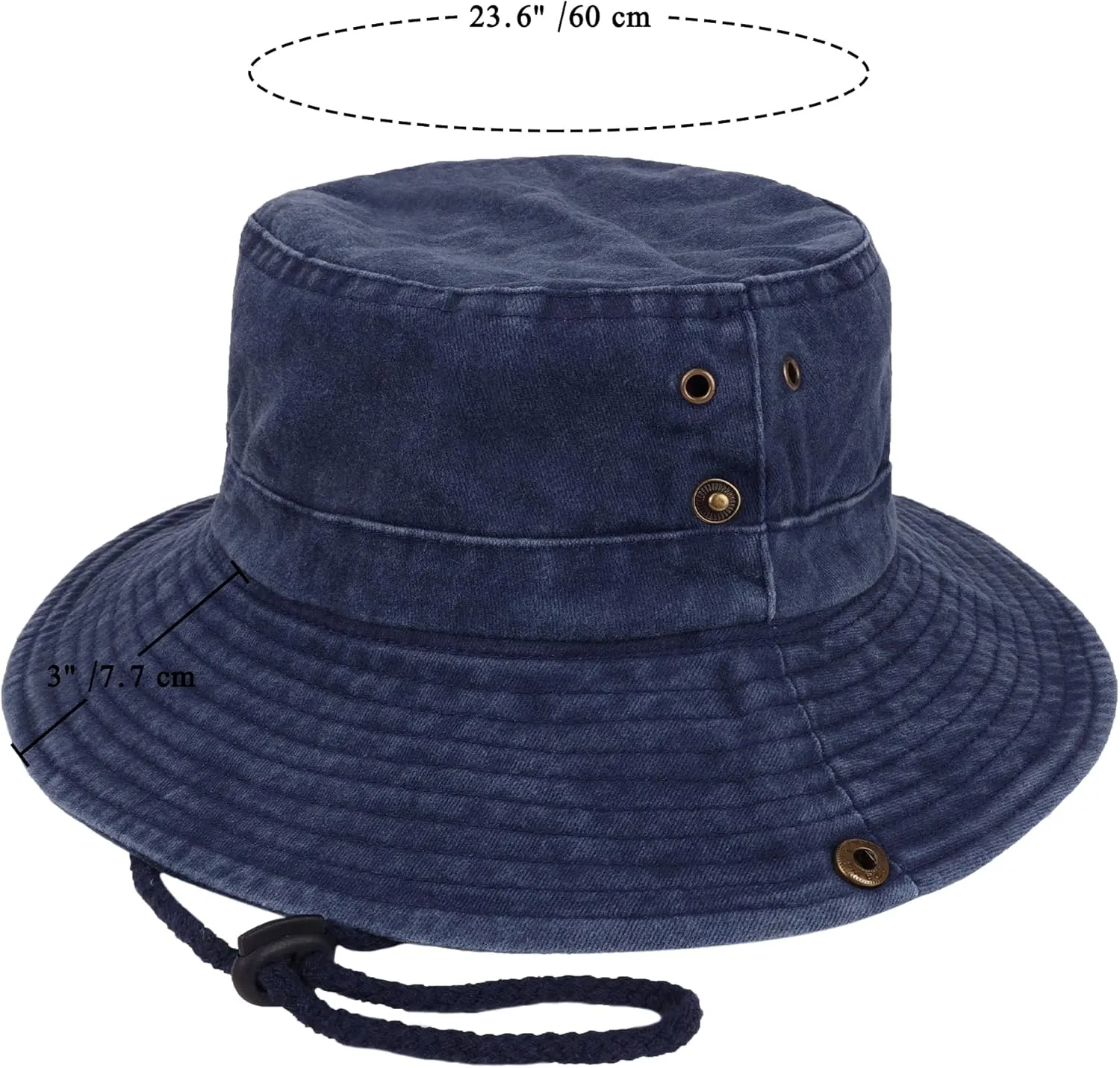 Unisex Cotton Boonie Hat Summer Outdoor Packable Fishing Bucket Hat Beach Sun Hat with String for Women Men