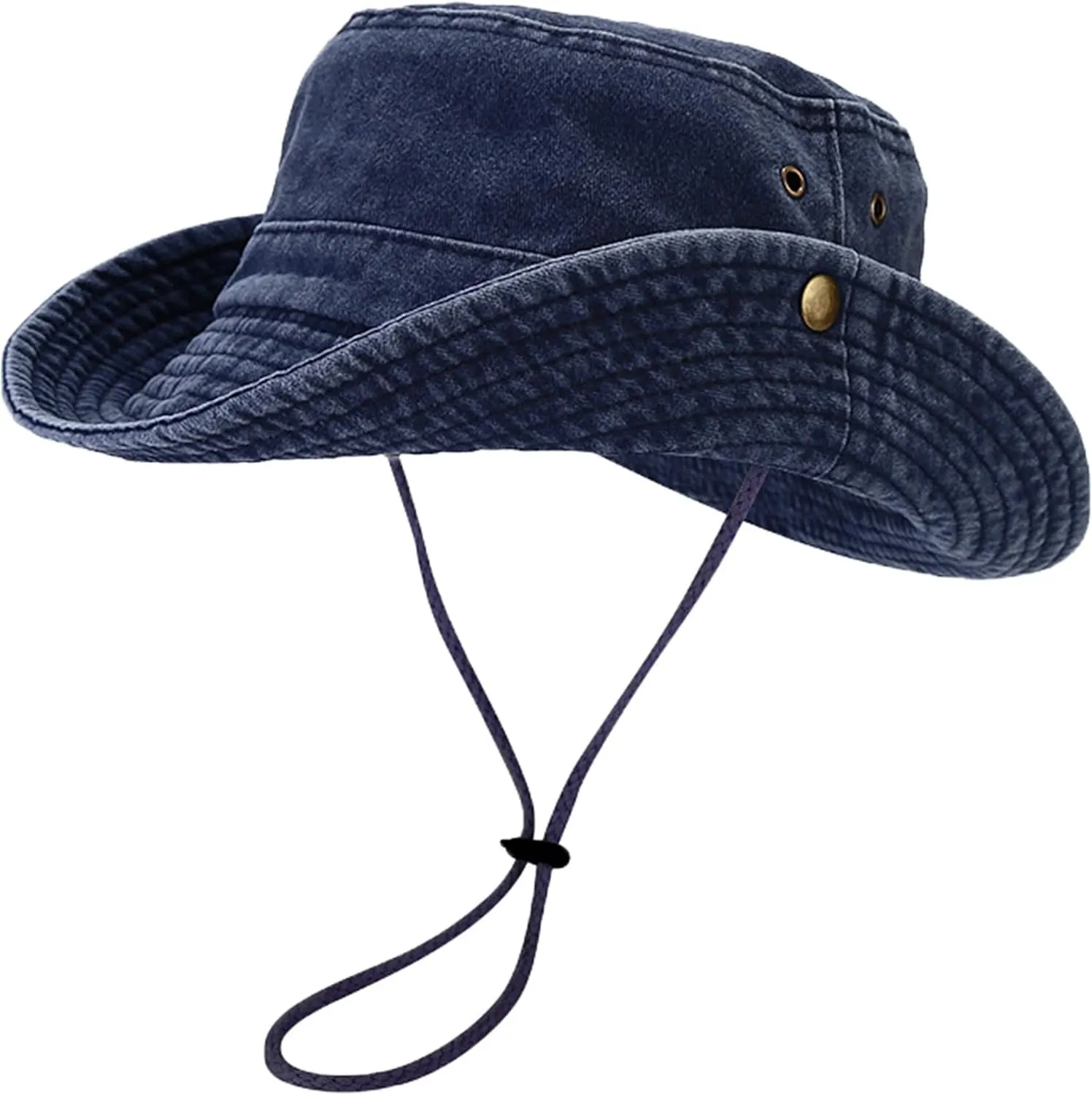 Unisex Cotton Boonie Hat Summer Outdoor Packable Fishing Bucket Hat Beach Sun Hat with String for Women Men