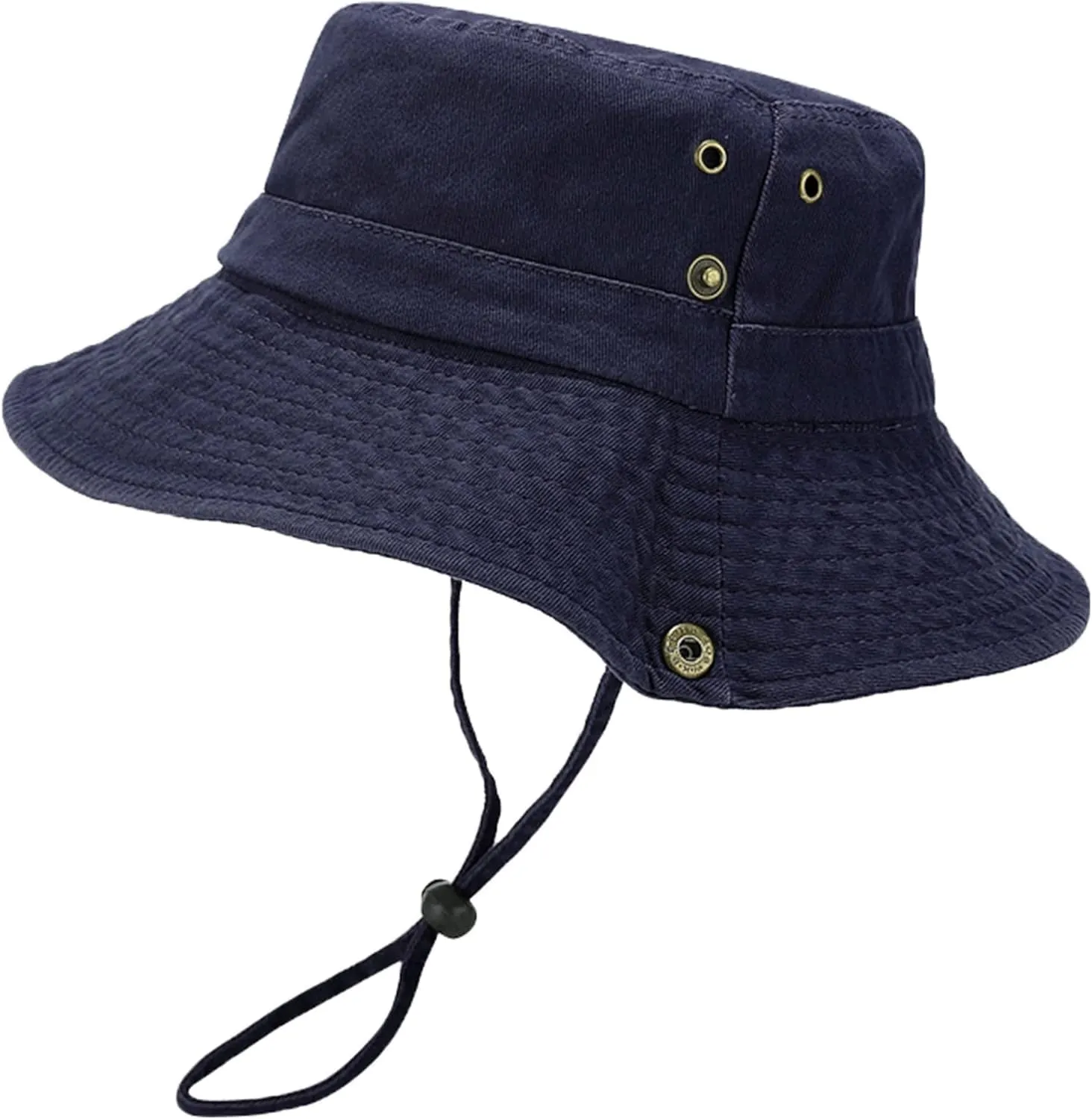 Unisex Cotton Boonie Hat Summer Outdoor Packable Fishing Bucket Hat Beach Sun Hat with String for Women Men