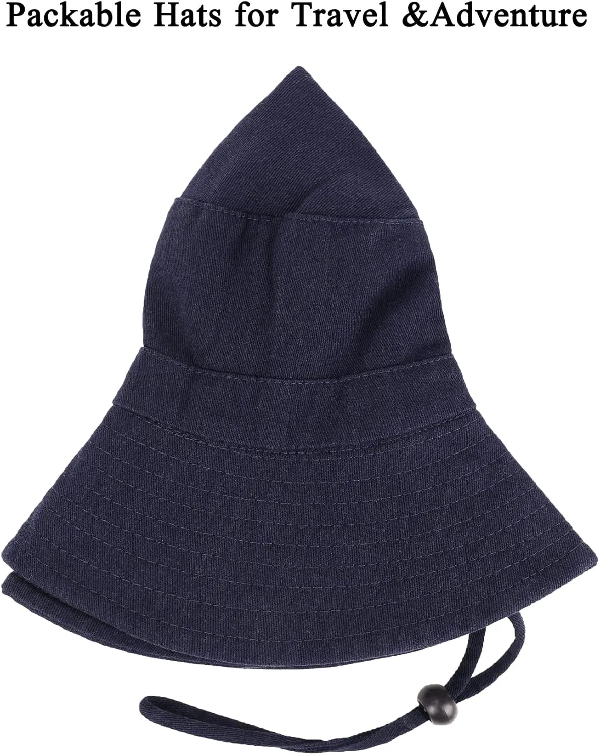 Unisex Cotton Boonie Hat Summer Outdoor Packable Fishing Bucket Hat Beach Sun Hat with String for Women Men