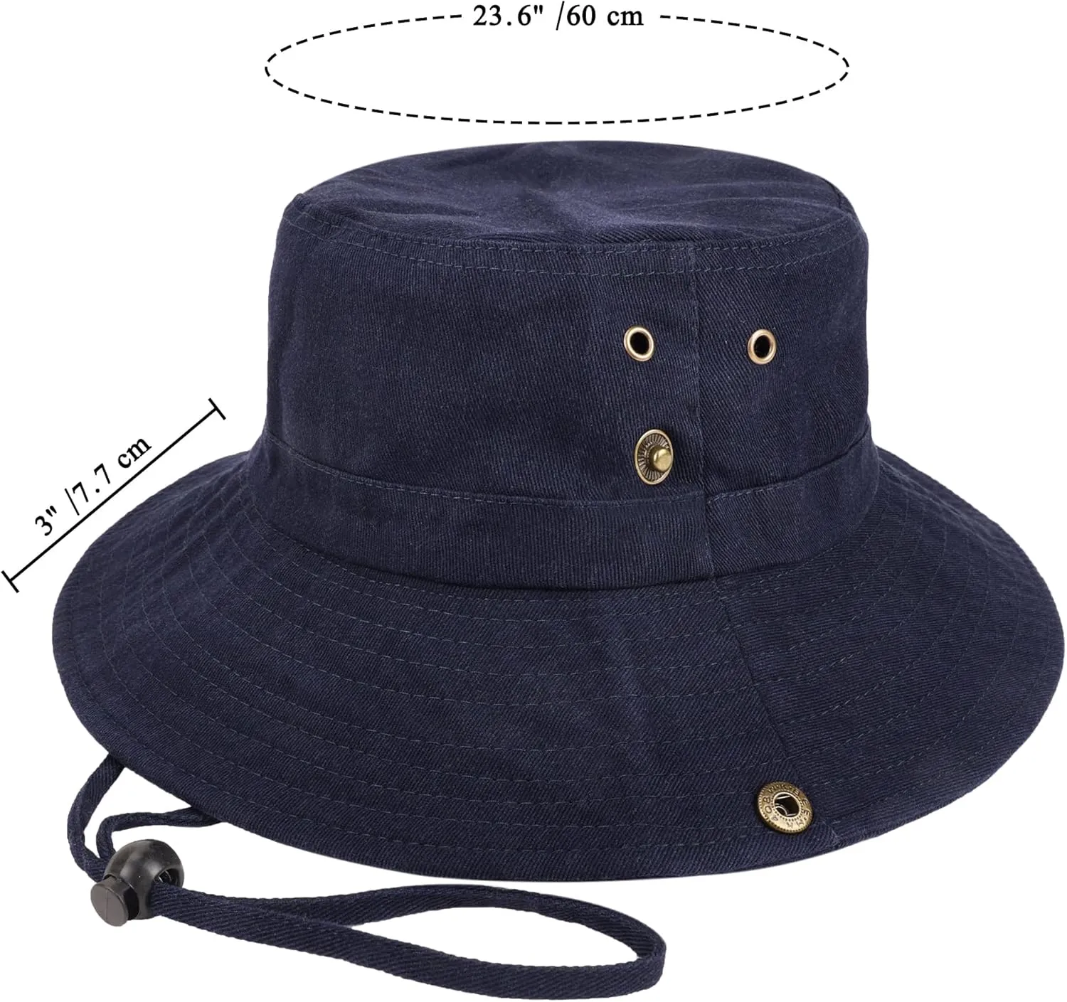 Unisex Cotton Boonie Hat Summer Outdoor Packable Fishing Bucket Hat Beach Sun Hat with String for Women Men