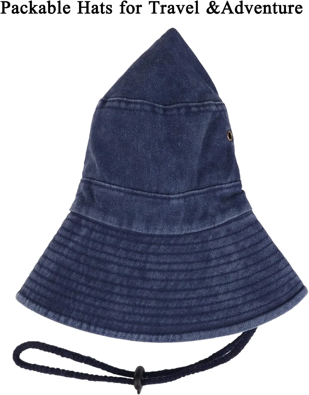 Unisex Cotton Boonie Hat Summer Outdoor Packable Fishing Bucket Hat Beach Sun Hat with String for Women Men