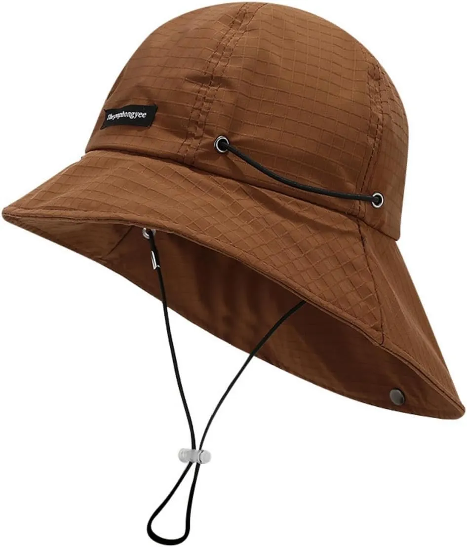 Unsex Outdoor Sun Hat Waterproof Bucket Hat with Chin Strap Quick Dry Packable UV Protection