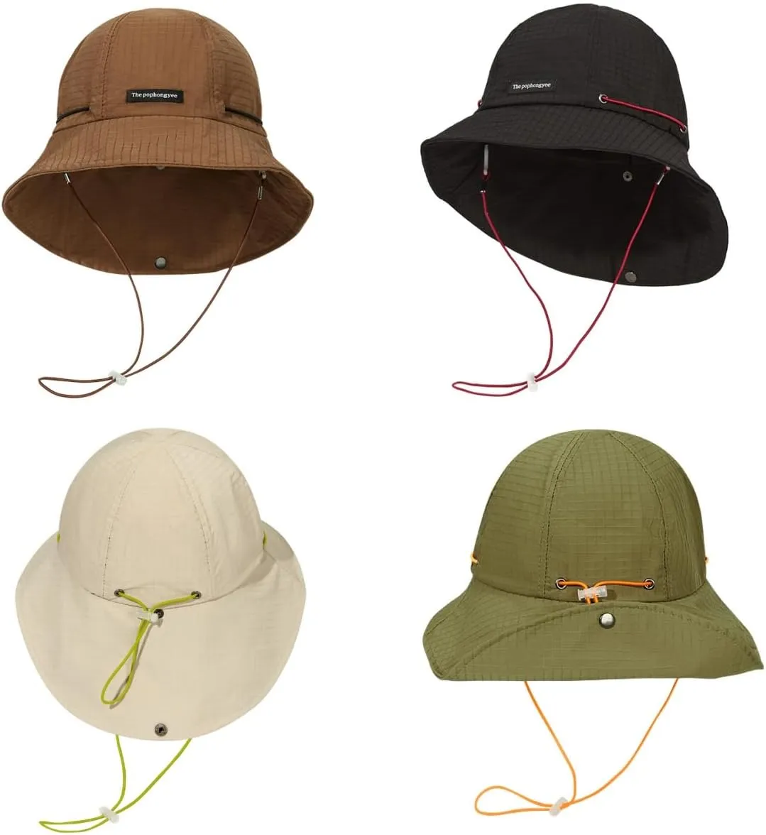 Unsex Outdoor Sun Hat Waterproof Bucket Hat with Chin Strap Quick Dry Packable UV Protection