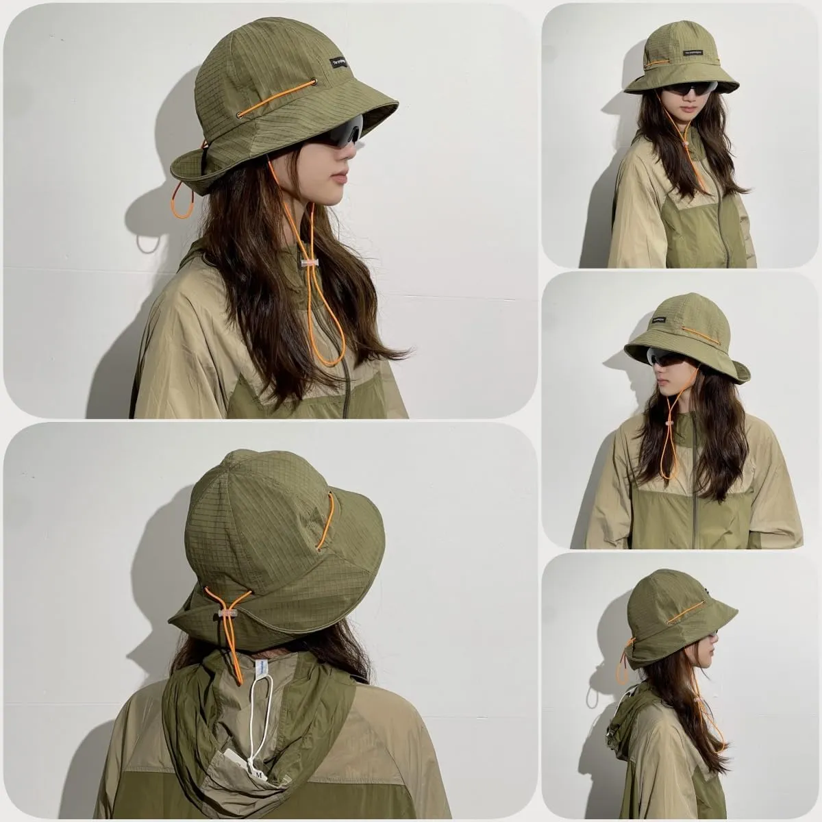 Unsex Outdoor Sun Hat Waterproof Bucket Hat with Chin Strap Quick Dry Packable UV Protection