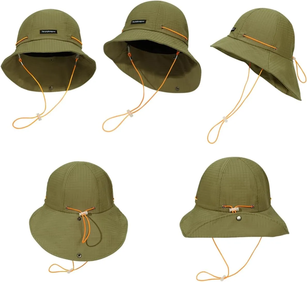 Unsex Outdoor Sun Hat Waterproof Bucket Hat with Chin Strap Quick Dry Packable UV Protection