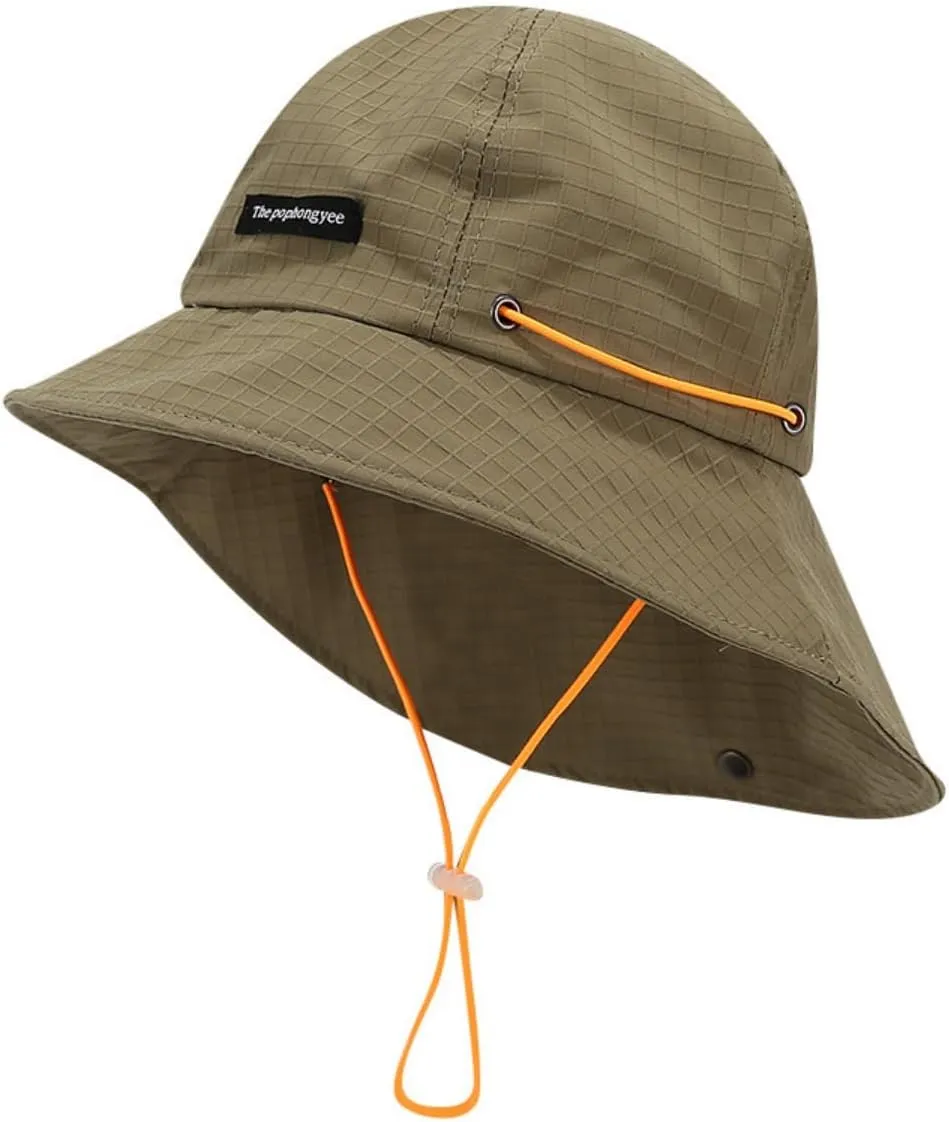 Unsex Outdoor Sun Hat Waterproof Bucket Hat with Chin Strap Quick Dry Packable UV Protection