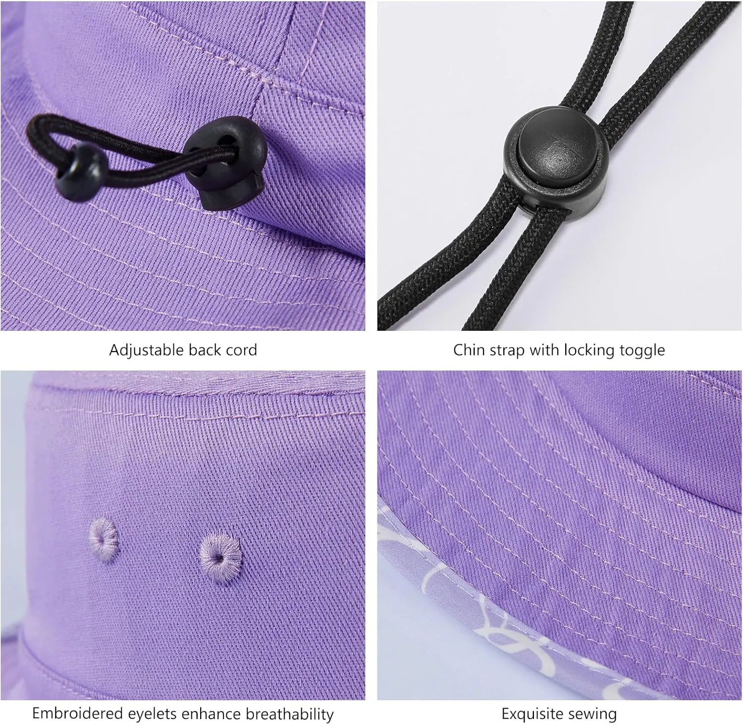 UPF 50  Foldable Sun Hat Patterned Under Brim Bucket Hats for Summer Hiking Fishing Beach Safari Men Women