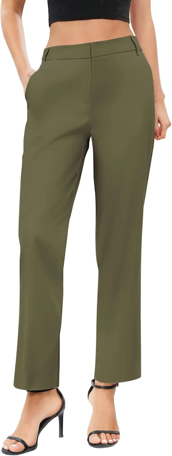 Urban CoCo Women's Elastic Waisted Work Pants Business Casual Office Pants Trousers with Pockets