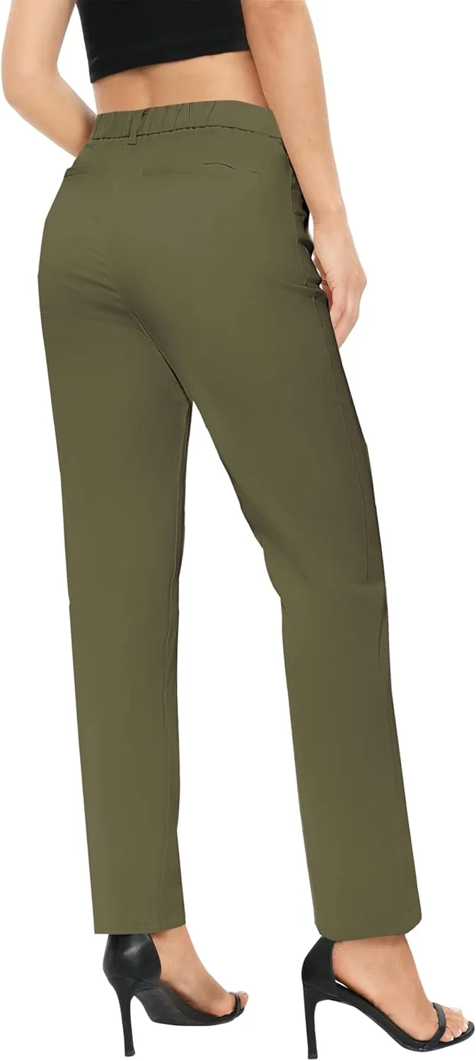 Urban CoCo Women's Elastic Waisted Work Pants Business Casual Office Pants Trousers with Pockets