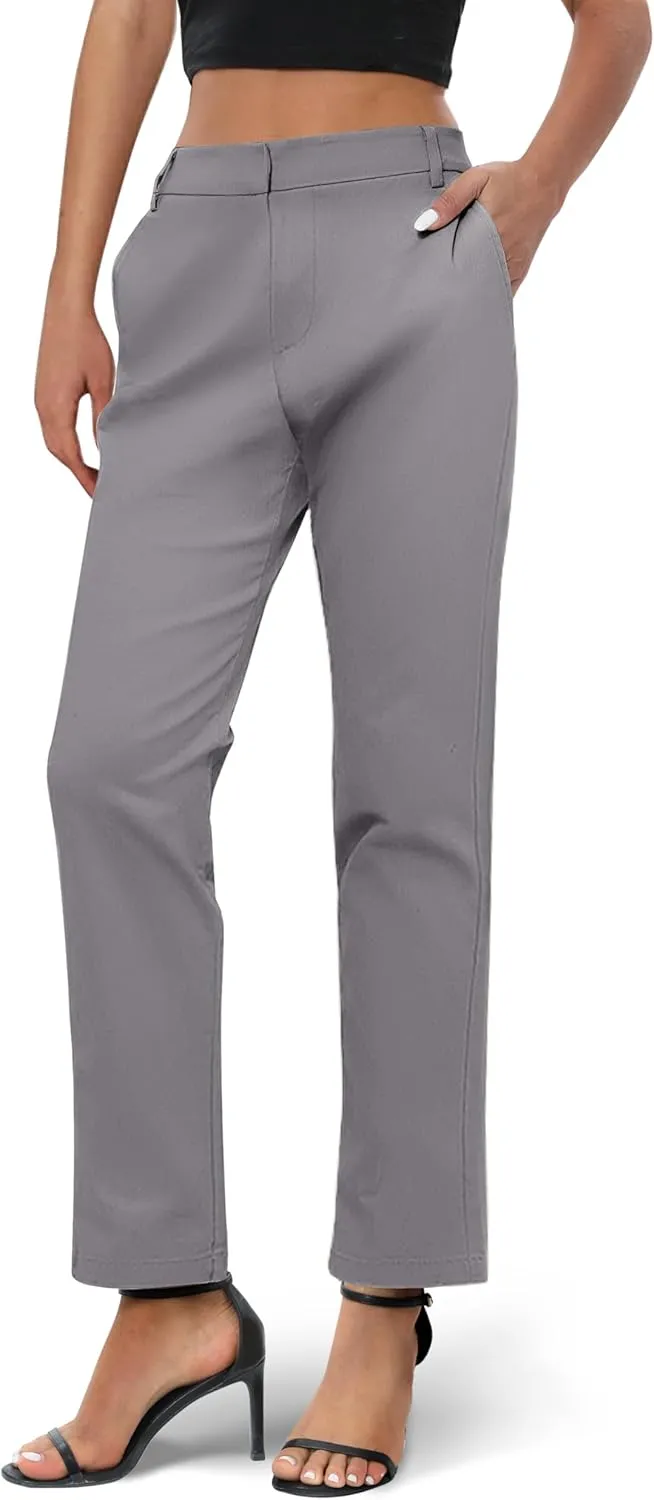 Urban CoCo Women's Elastic Waisted Work Pants Business Casual Office Pants Trousers with Pockets