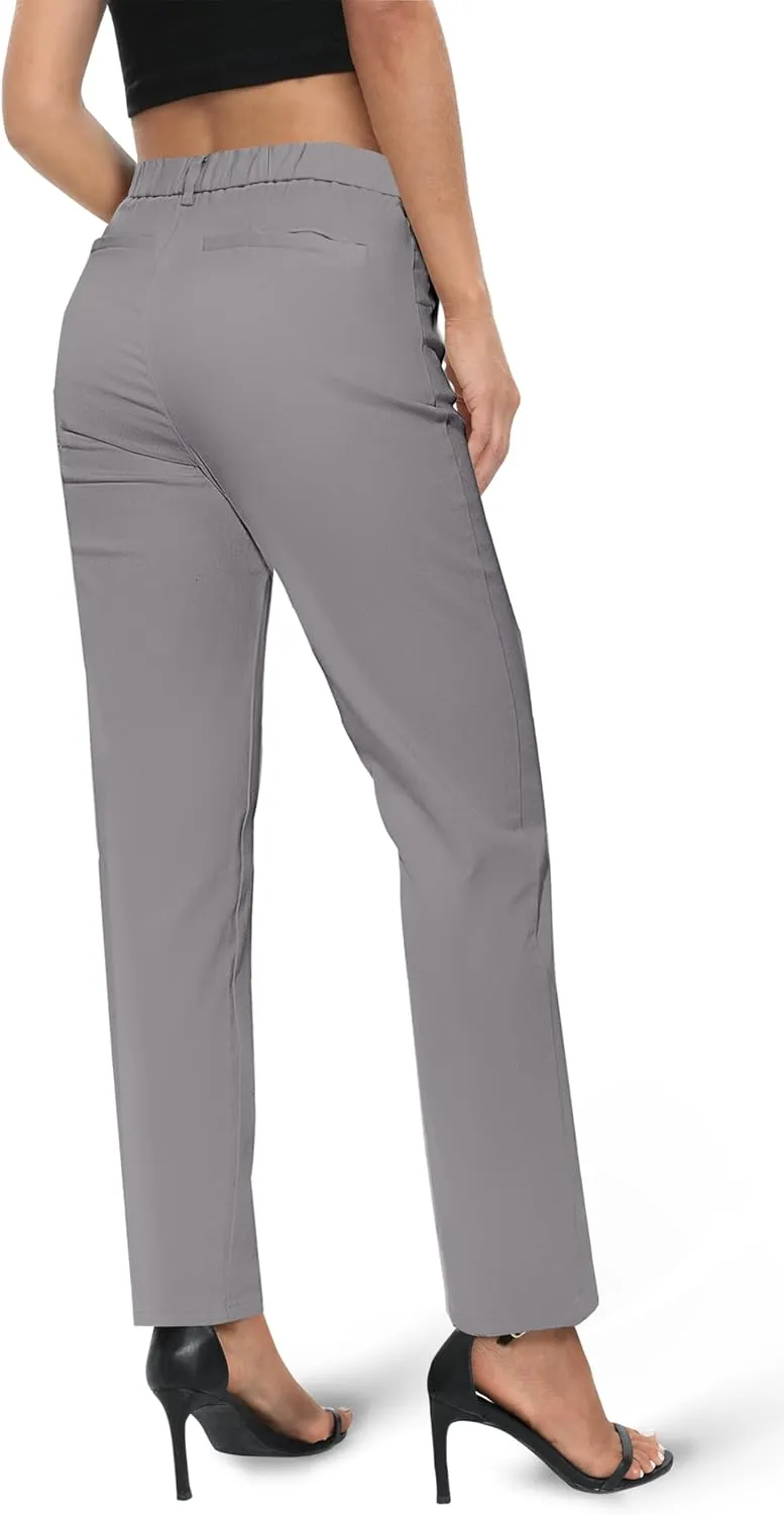 Urban CoCo Women's Elastic Waisted Work Pants Business Casual Office Pants Trousers with Pockets
