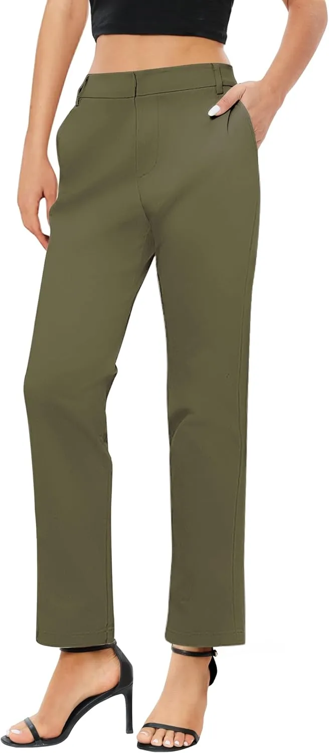 Urban CoCo Women's Elastic Waisted Work Pants Business Casual Office Pants Trousers with Pockets
