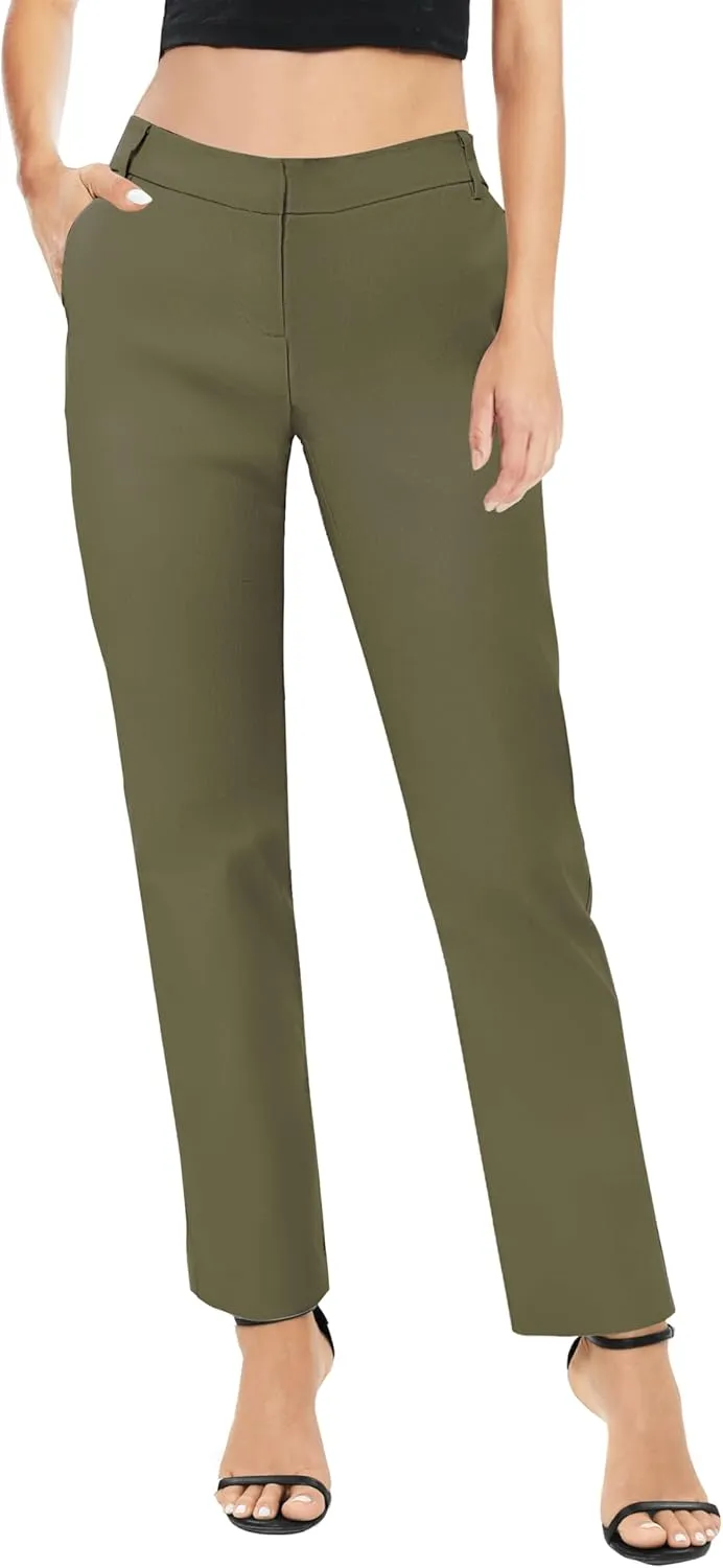 Urban CoCo Women's Elastic Waisted Work Pants Business Casual Office Pants Trousers with Pockets