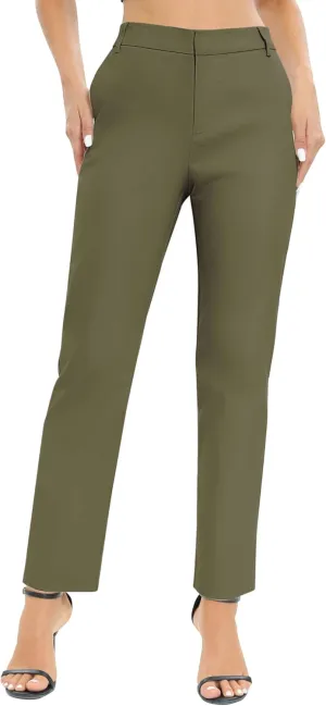 Urban CoCo Women's Elastic Waisted Work Pants Business Casual Office Pants Trousers with Pockets