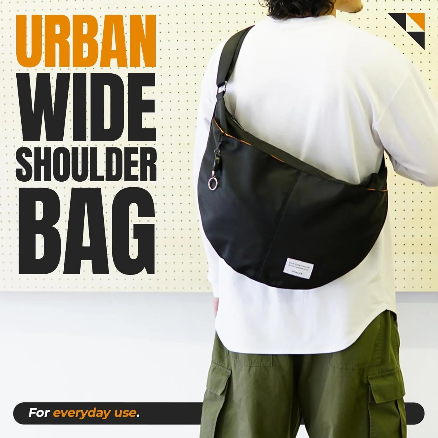 Urban Wide Shoulder Bag, Hobo Sling Crossbody Bag Crescent for Women Durable Polyester Unisex, Lightweight