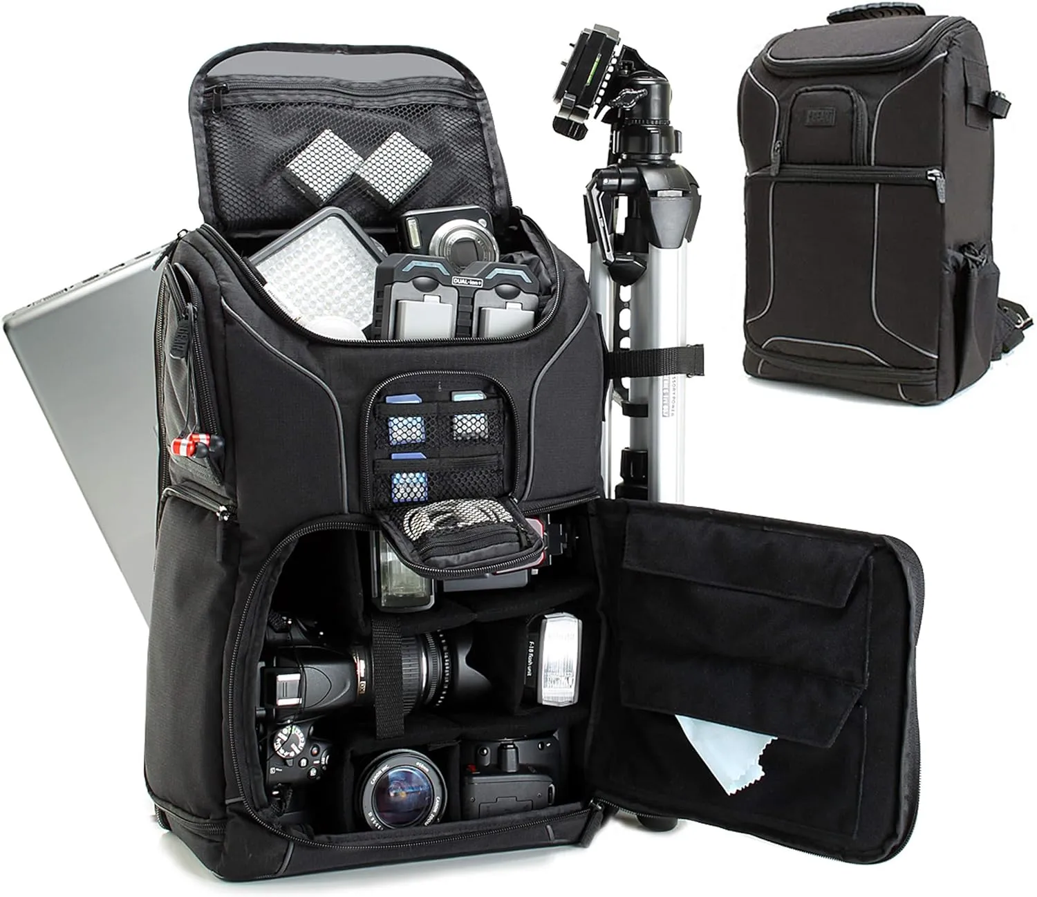 USA Gear Camera Backpack for Photographers DSLR/SLR/Mirrorless Photography Camera Bag with Laptop Compartment, Waterproof Rain Cover & Tripod Holder, Compatible with Canon/Nikon/Sony (Black)