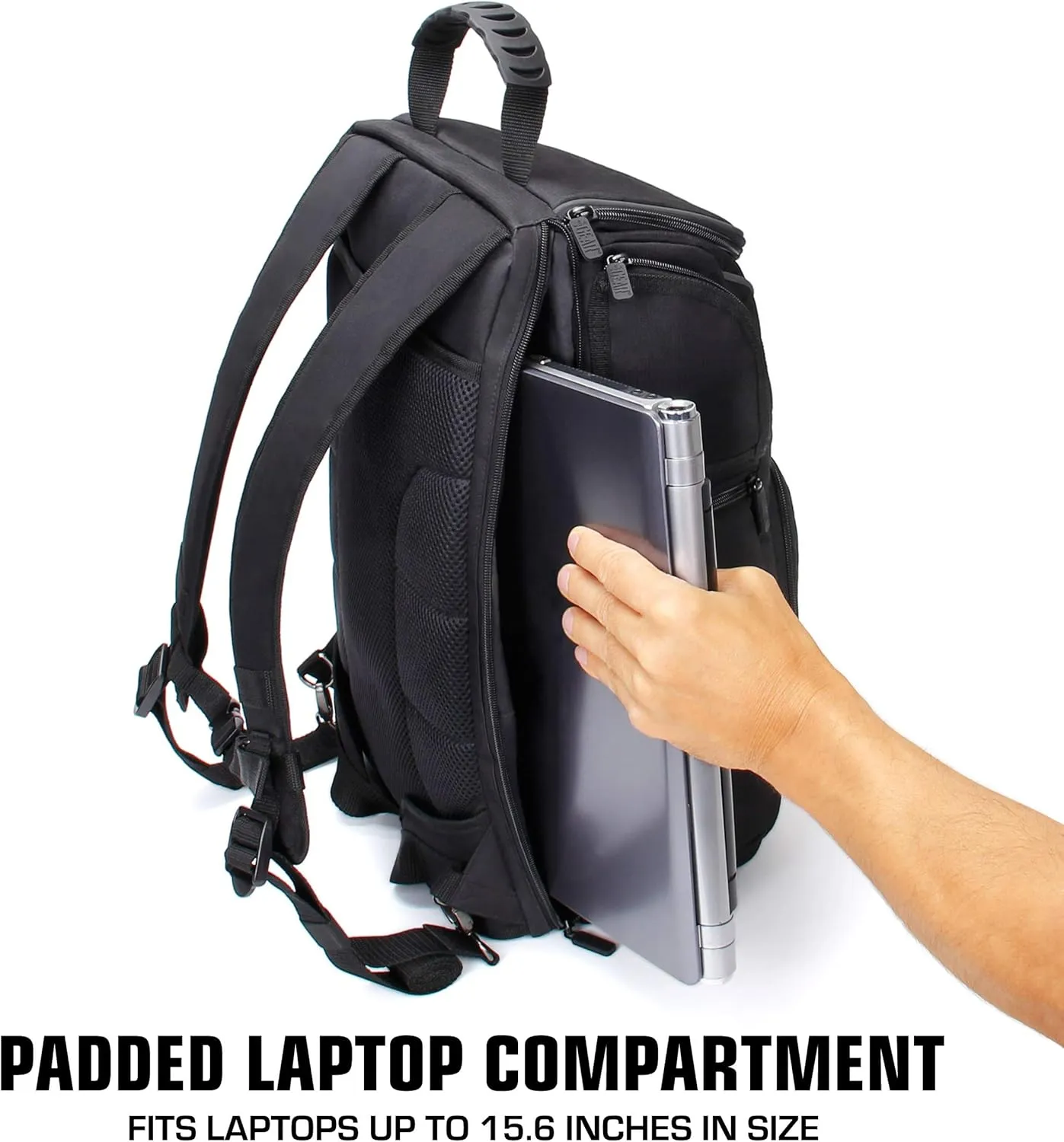 USA Gear Camera Backpack for Photographers DSLR/SLR/Mirrorless Photography Camera Bag with Laptop Compartment, Waterproof Rain Cover & Tripod Holder, Compatible with Canon/Nikon/Sony (Black)