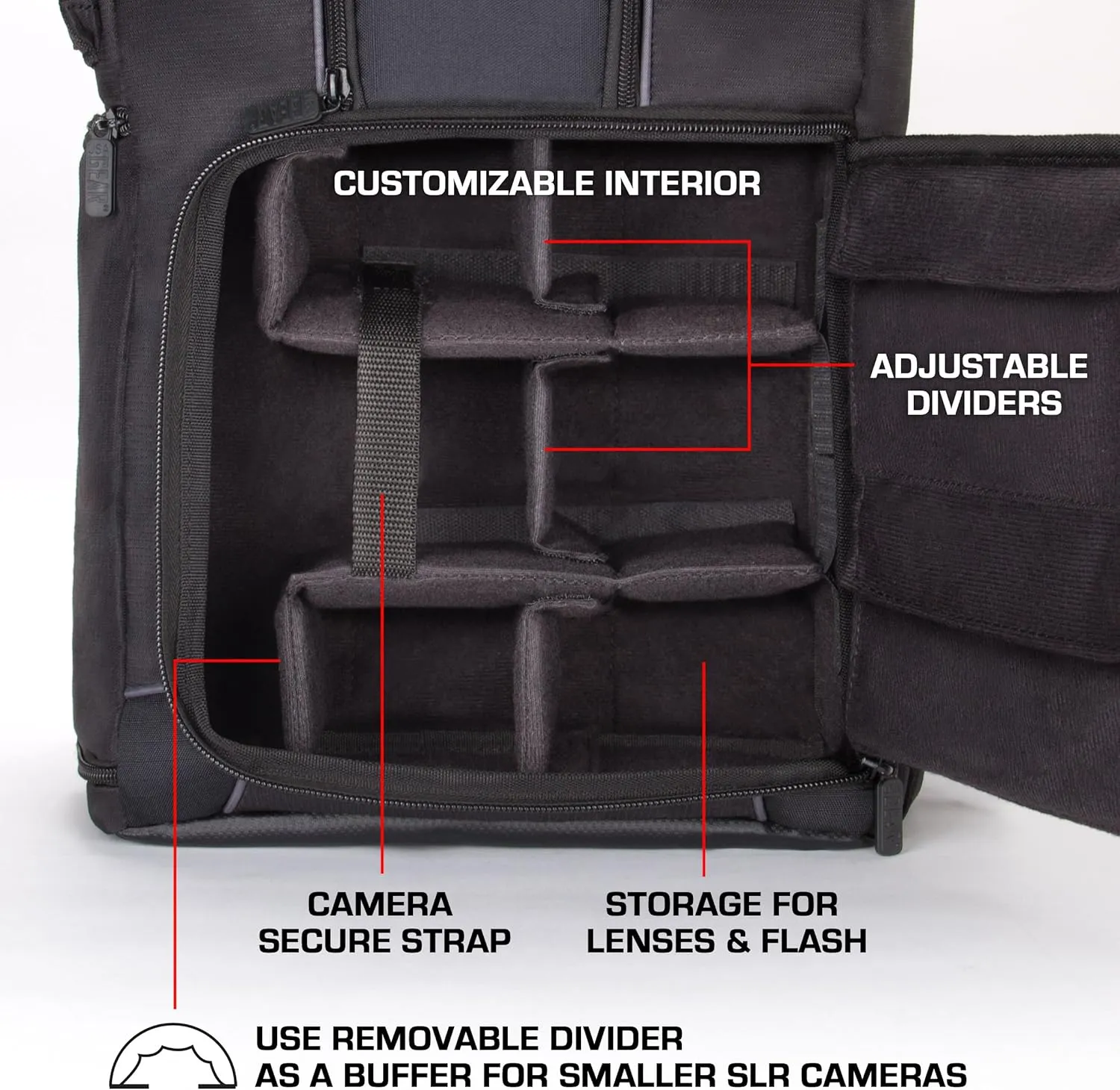 USA Gear Camera Backpack for Photographers DSLR/SLR/Mirrorless Photography Camera Bag with Laptop Compartment, Waterproof Rain Cover & Tripod Holder, Compatible with Canon/Nikon/Sony (Black)