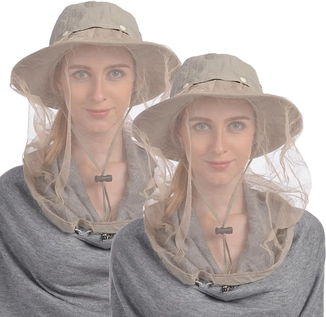 USHAKE Head Net Hat, Safari Hat Sun Hat Bucket Hat with Hidden Net Mesh
