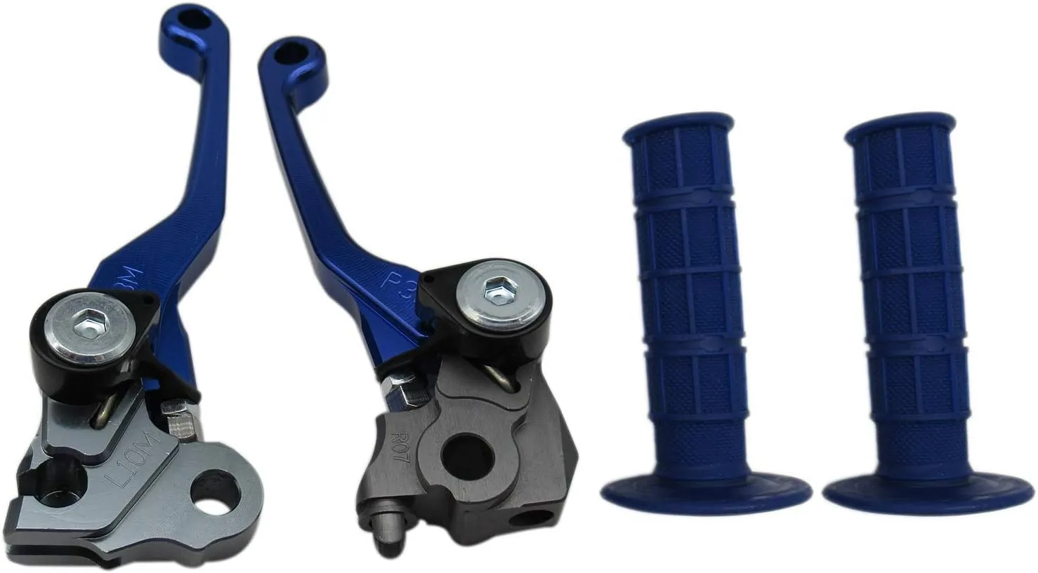 USonline911 Blue CNC Motorcross Dirt Bike Pivot Brake Clutch Levers Set for 1980 Bultaco Sherpa T350 w/ 7/8" 22mm Rubber Hand Grips