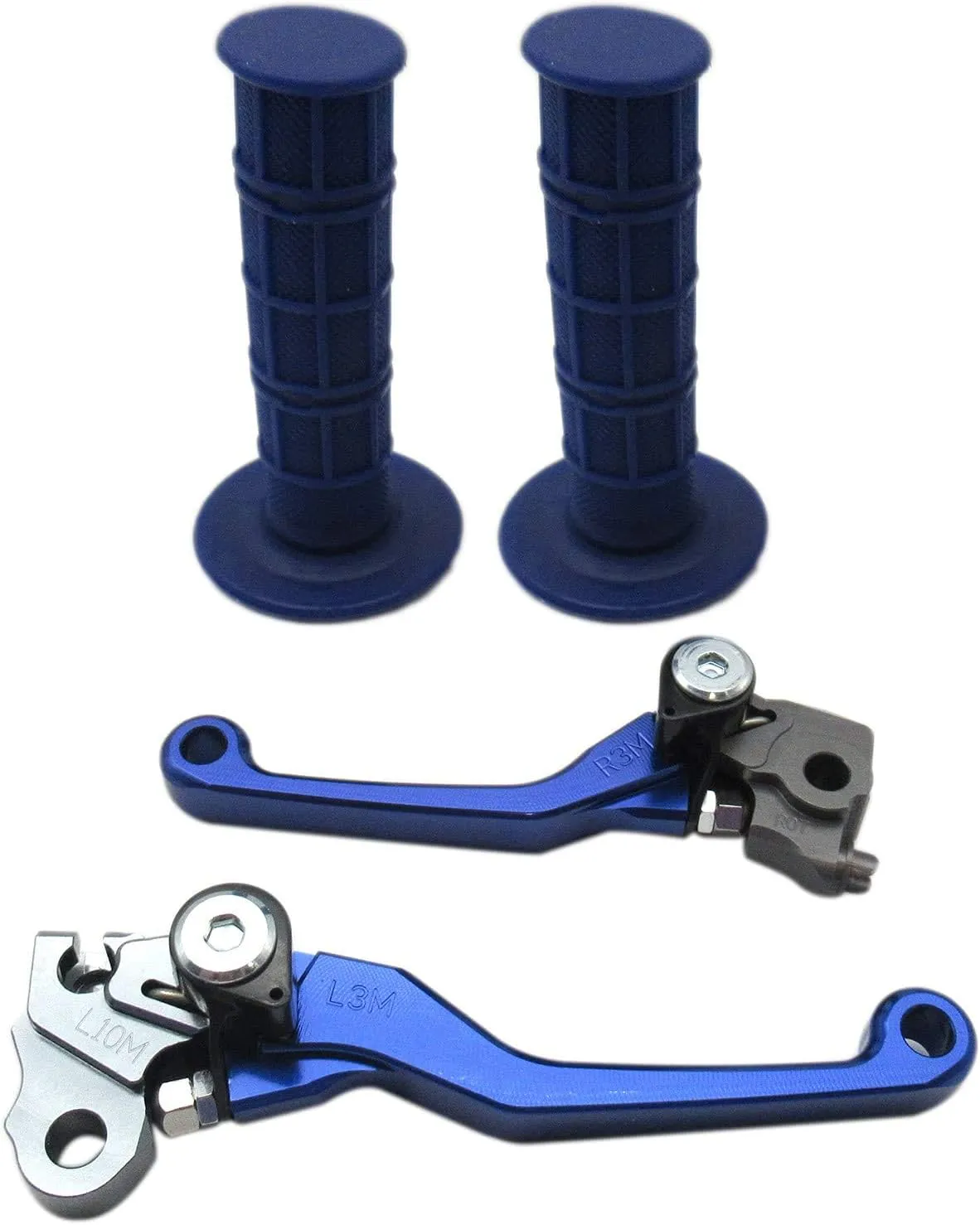 USonline911 Blue CNC Motorcross Dirt Bike Pivot Brake Clutch Levers Set for 1980 Bultaco Sherpa T350 w/ 7/8" 22mm Rubber Hand Grips