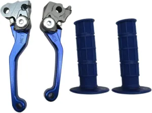 USonline911 Blue CNC Motorcross Dirt Bike Pivot Brake Clutch Levers Set for 1980 Bultaco Sherpa T350 w/ 7/8" 22mm Rubber Hand Grips