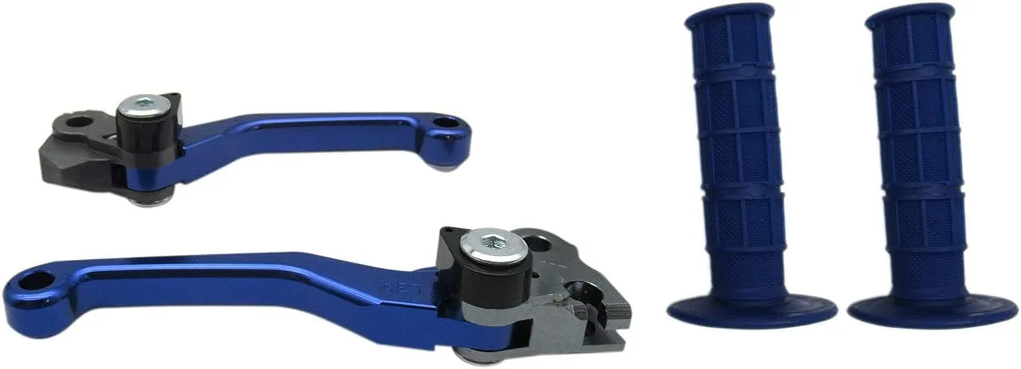 USonline911 Blue CNC Motorcross Dirt Bike Pivot Brake Clutch Levers Set for 1980 Bultaco Sherpa T350 w/ 7/8" 22mm Rubber Hand Grips