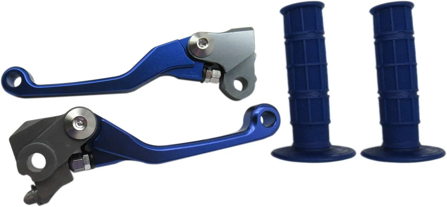 USonline911 Blue CNC Motorcross Dirt Bike Pivot Brake Clutch Levers Set for 1980 Bultaco Sherpa T350 w/ 7/8" 22mm Rubber Hand Grips