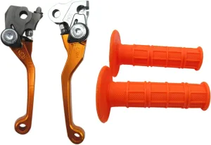 USonline911 Orange CNC Motorcross Dirt Bike Pivot Brake Clutch Levers Set for 1980 Bultaco Frontera 250 w/ 7/8" 22mm Rubber Hand Grips