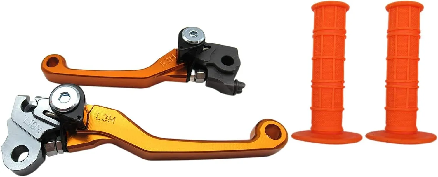 USonline911 Orange CNC Motorcross Dirt Bike Pivot Brake Clutch Levers Set for 1980 Bultaco Frontera 250 w/ 7/8" 22mm Rubber Hand Grips