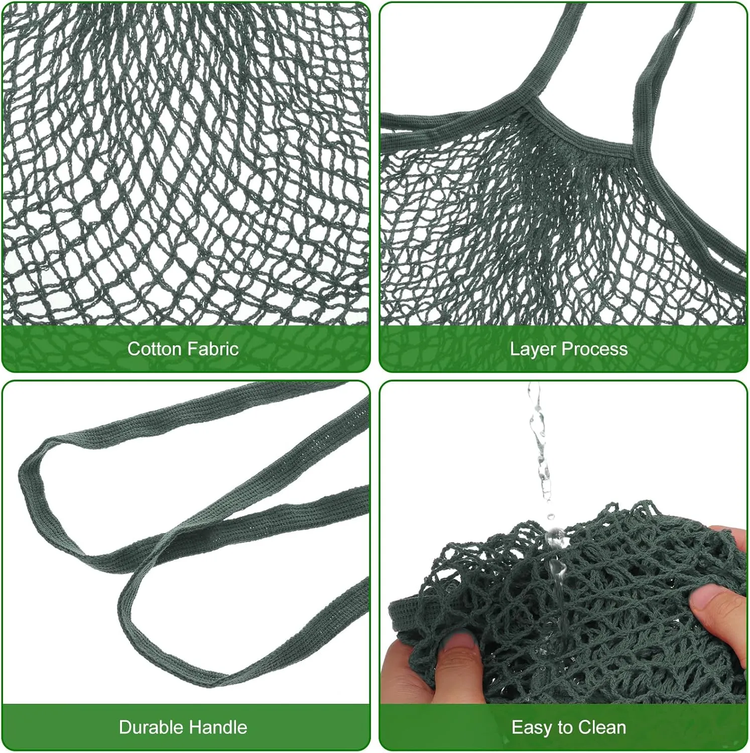 uxcell Reusable Mesh Produce Storage Bags Washable Net Portable Fruit and Vegetable Bag Cotton String Bags for Grocery Shopping Storage