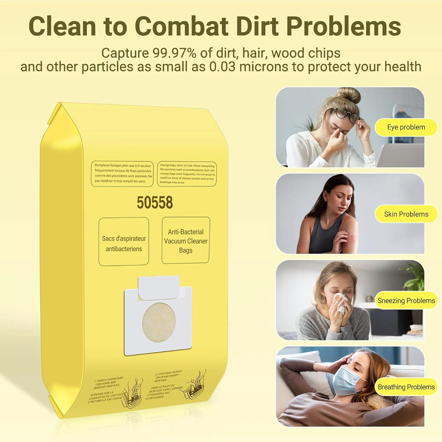 Vacuum Cleaner Bags Replacement for Kenmore Canister Type C/Q 5055, 50557, 50558 and Pana·sonic Type C-5 Vacuums, 30 Pack High-Efficiency Replacement Canister Vacuum Bags by PETOX